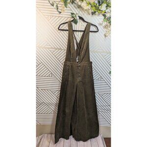FREE PEOPLE Women's Old School Love Olive Corduroy Overalls Button Up Sz 27